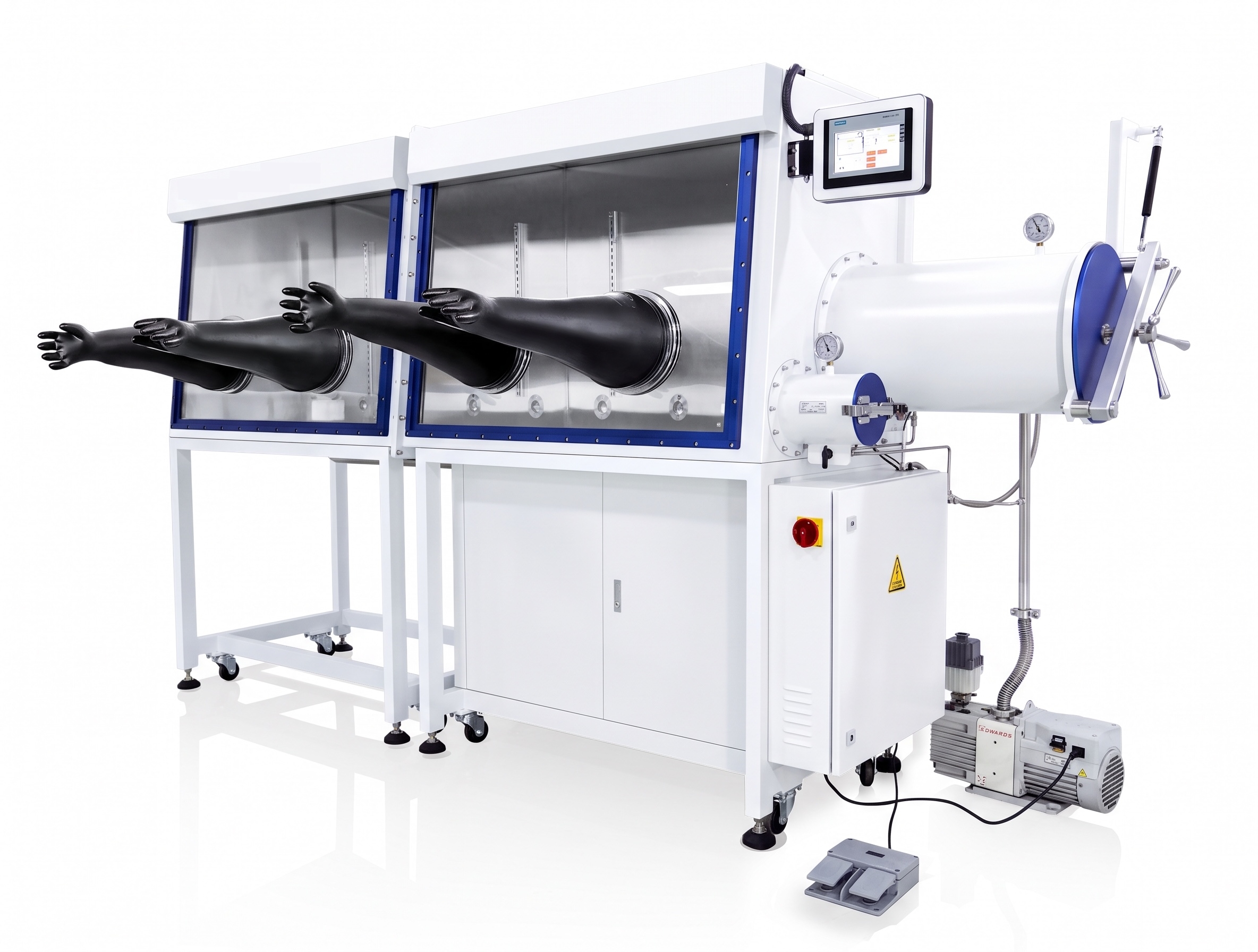 Glove Box - 4 Eldivenli Çift Modüllü İnert Atmosfer Çalışma Kabini (2440mm)