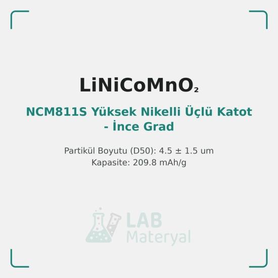 NCM811S Yüksek Nikelli Üçlü Katot - İnce Grad (LM-CAT-NCM811S) | LabMateryal Katot Malzemesi