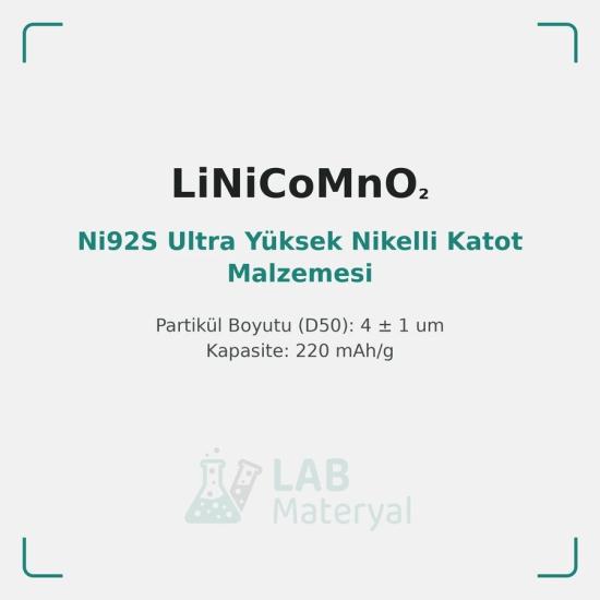 Ni92S Ultra Yüksek Nikelli Katot Malzemesi (LM-CAT-NI92S) | LabMateryal Katot Malzemesi