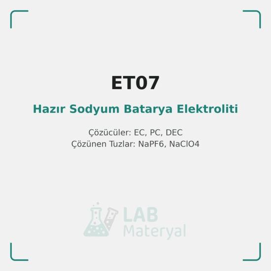 Hazır Sodyum Batarya Elektroliti (LM-NA-ET07) | LabMateryal Sodyum İyon Batarya Malzemesi