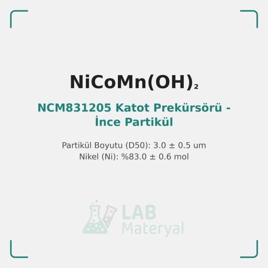 NCM831205 Katot Prekürsörü - İnce Partikül (Grad B) | LabMateryal Katot Prekürsörü