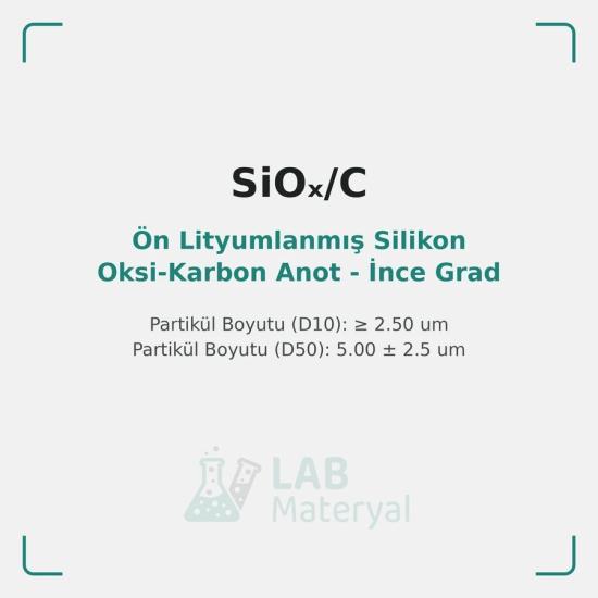 Ön Lityumlanmış Silikon Oksi-Karbon Anot - İnce Grad (LM-SIOC-L02) | LabMateryal Silikon Anot