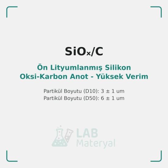 Ön Lityumlanmış Silikon Oksi-Karbon Anot - Yüksek Verim (LM-SIOC-L03) | LabMateryal Silikon Anot
