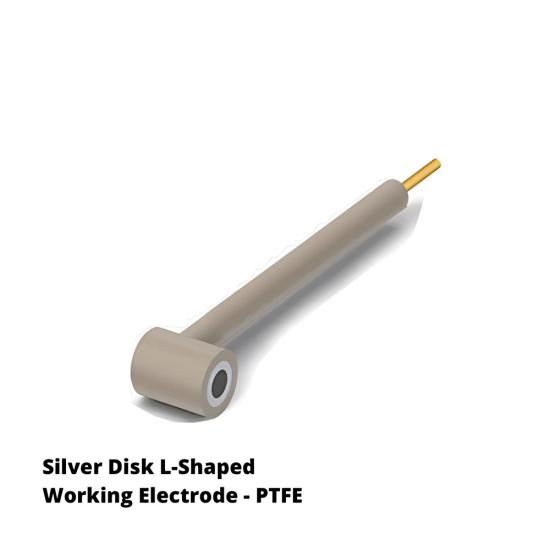 Gümüş Disk Elektrot L Tipi PTFE | 90° Yan Disk, Ø2–6 mm - LabMateryal