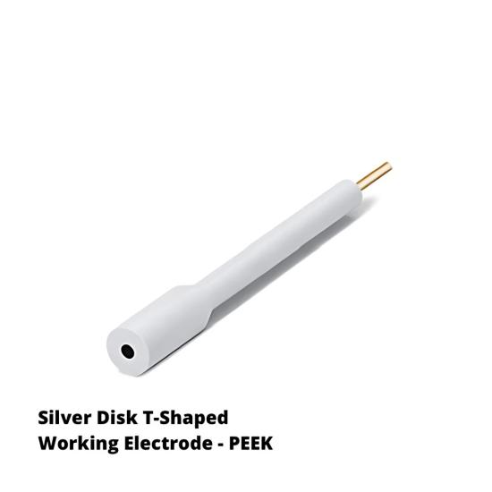 Gümüş Disk Elektrot T Tipi PEEK | Geniş Alt Gövde, Ø2–6 mm - LabMateryal