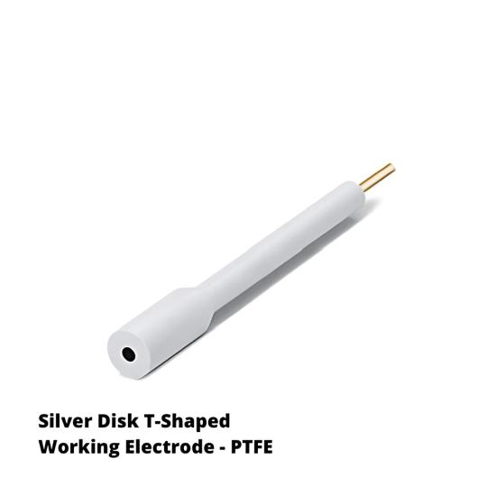 Gümüş Disk Elektrot T Tipi PTFE | Geniş Alt Gövde, Ø2–6 mm - LabMateryal