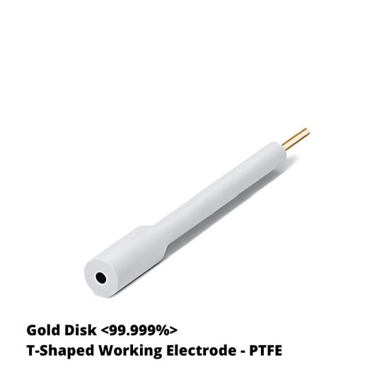 Altın Disk Elektrot T Tipi PTFE | Geniş Alt Gövde, Ø0.5–6 mm - LabMateryal