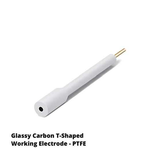Camsı Karbon Elektrot T Tipi PTFE | Geniş Alt Gövde, Ø1–20 mm - LabMateryal